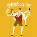 Cartoon Bavarian pair with beer