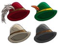 Cartoon bavarian traditional hat with feather