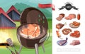 Cartoon Bbq Party Concept Royalty Free Stock Photo