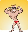 Cartoon beach muscleman Royalty Free Stock Photo