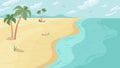 Cartoon beach, sea ocean shore, palm trees scenery Royalty Free Stock Photo