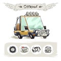 Cartoon Beach SUV Set Royalty Free Stock Photo