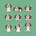 Cartoon beagle puppies in various poses