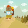 Cartoon bear adventure tourist