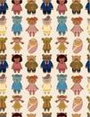 Cartoon bear family icon set seamless pattern