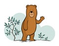 Cartoon bear on forest background