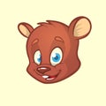 Cartoon bear head. Vector illustration of brown smiling bear. Bear icon. Royalty Free Stock Photo