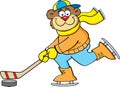 Cartoon bear playing hockey.