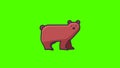 Cartoon Bear Walking Simple Animation - Bear Walking Animation, Endless loop on green screen.