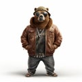 Hip-hop Bear: A Stylish European Brown Bear In 3d