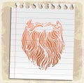 Cartoon beard on paper note, vector illustration Royalty Free Stock Photo