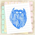 Cartoon beard on paper note, vector illustration Royalty Free Stock Photo