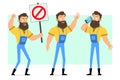 Cartoon bearded lumberjack character vector set