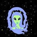 Cartoon beautiful face girl alien Royalty Free Stock Photo