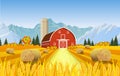 Cartoon beautiful fall farm scene