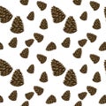 Cartoon beautiful pine cone. Seamless pattern. Vector Illustration Royalty Free Stock Photo