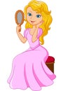 Cartoon beautiful princess holding glass
