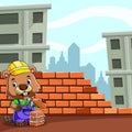 The beaver builder holding the bricks and cement for making a good wall Royalty Free Stock Photo