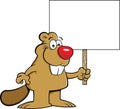 Cartoon beaver holding a sign. Royalty Free Stock Photo