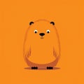 Minimalistic Beaver Illustration On Orange Background