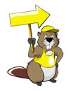 Cartoon beavers with a pointer (arrow)
