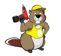Cartoon beavers with a screwdriver