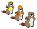 Cartoon beavers Three