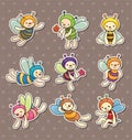 Cartoon bee boy stickers Royalty Free Stock Photo