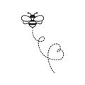 Cartoon Bee Flying on a Route, vector