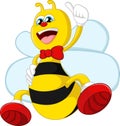 Cartoon bee giving thumb up Royalty Free Stock Photo