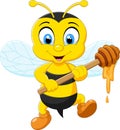 Cartoon bee holding honey