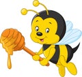 Cartoon bee holding honey