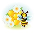 Cartoon bee with honey Royalty Free Stock Photo