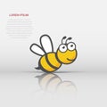 Cartoon bee icon in flat style. Wasp insect illustration on white isolated background. Bee business concept Royalty Free Stock Photo