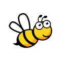 Cartoon bee logo icon in flat style. Wasp insect illustration on