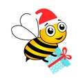 Cartoon bee mascot character holding surprise illustration. Royalty Free Stock Photo