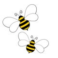 Cartoon bee mascot. A small bees flies. Wasp collection. Vector characters. Incest icon. Template design for invitation