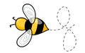 Cartoon bee mascot. A small bees flying on a dotted route. Wasp collection. Vector characters. Incest icon. Template Royalty Free Stock Photo