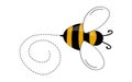 Cartoon bee mascot. A small bees flying on a dotted route. Wasp collection. Vector characters. Incest icon. Template Royalty Free Stock Photo