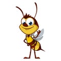 Cartoon bee says hi