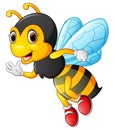 Cartoon bee waving hand Royalty Free Stock Photo