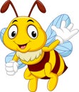 Cartoon bee waving hand Royalty Free Stock Photo