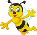 Cartoon bee waving hand isolated on white background Royalty Free Stock Photo