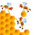 Cartoon bees build honeycombs