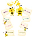 Cartoon bees with opposite words Royalty Free Stock Photo