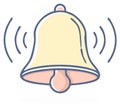Cartoon bell illustration with ringing waves Royalty Free Stock Photo