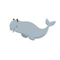 Cartoon beluga whale. Trendy design flat icon of polar white whale. Cheerful and closed eyes.