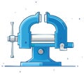Cartoon Bench Vise Illustration in Blue Tool for Workshop or Carpentry Projects, Adjustable Clamping Device Equipment Royalty Free Stock Photo