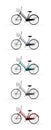 Cartoon bicycles set multi-color for women 3D rendering classic style color isolated on white background with clipping path. 3D Royalty Free Stock Photo