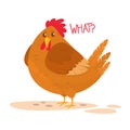 Cartoon big fat hen isolated on a white background. Vector illustration of a brown chicken. Royalty Free Stock Photo